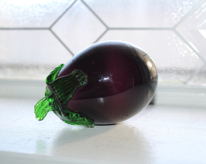Vintage Murano Glass Purple Eggplant Vegetable Handblown