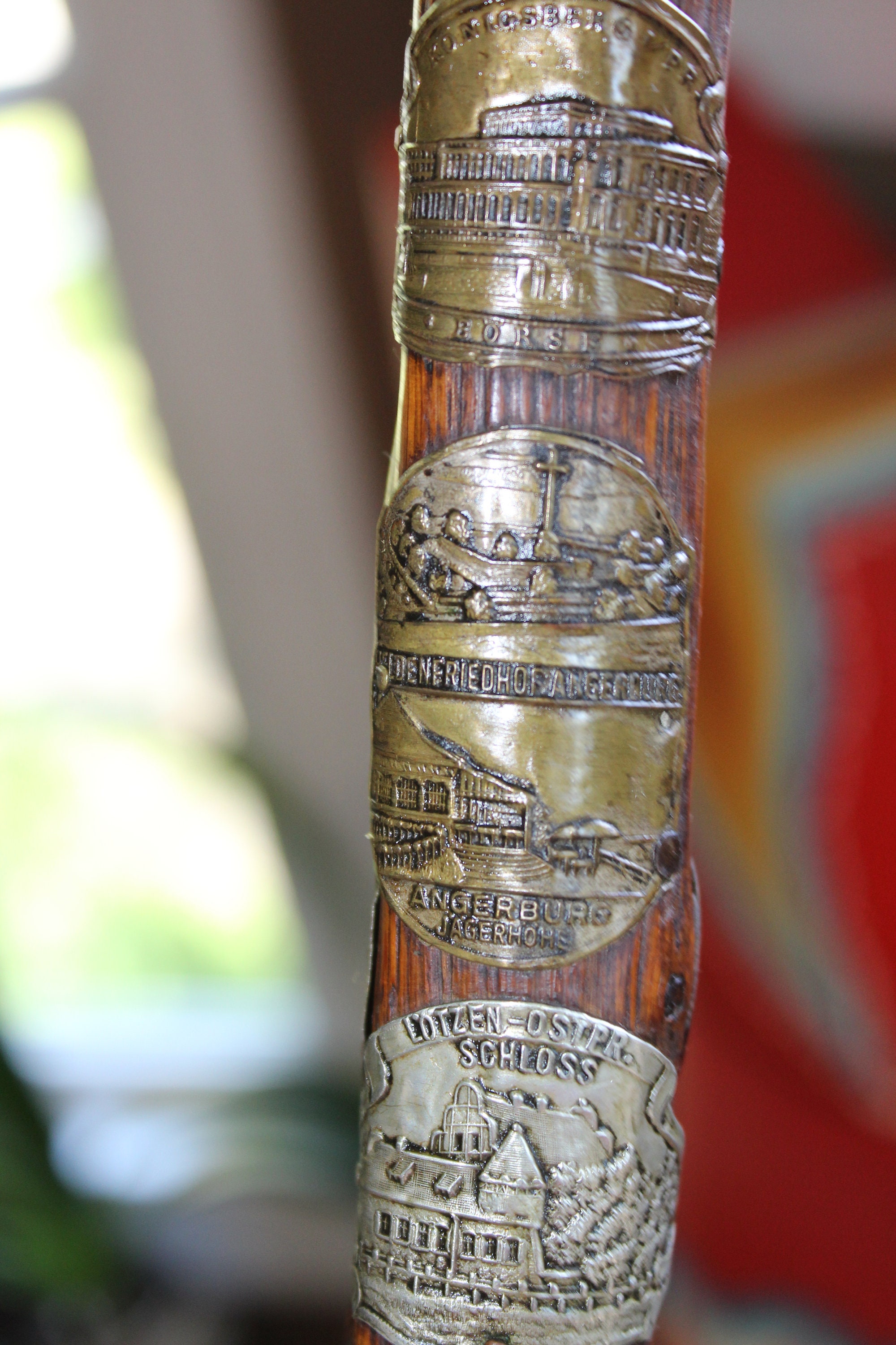 Vintage Volksmarch Hiking Cane Walking Stick with 25 Badges 1930s