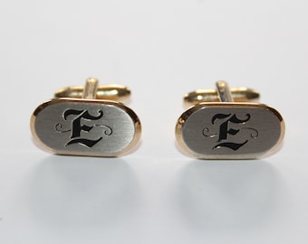 Vintage Hickok Gold Tone Cufflinks Monogram E