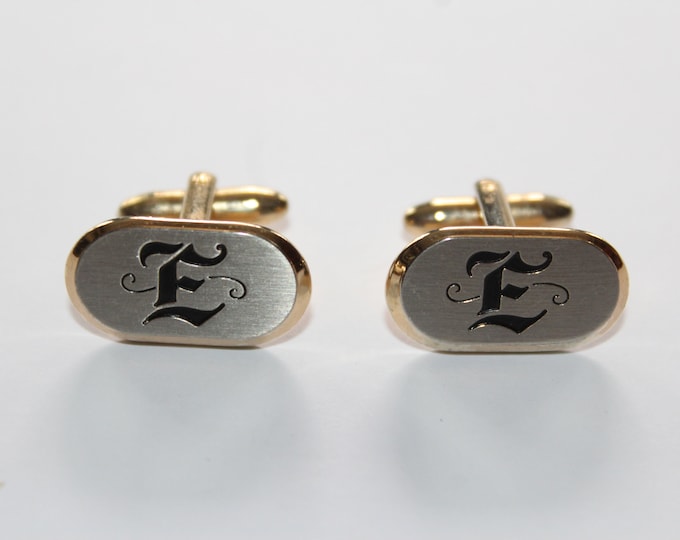 Vintage Hickok Gold Tone Cufflinks Monogram E