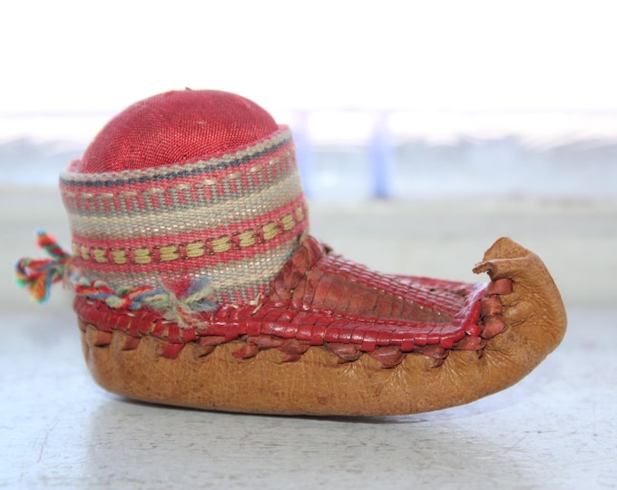 Vintage Traditional Opanak Peasant Shoe Pin Cushion Balkans