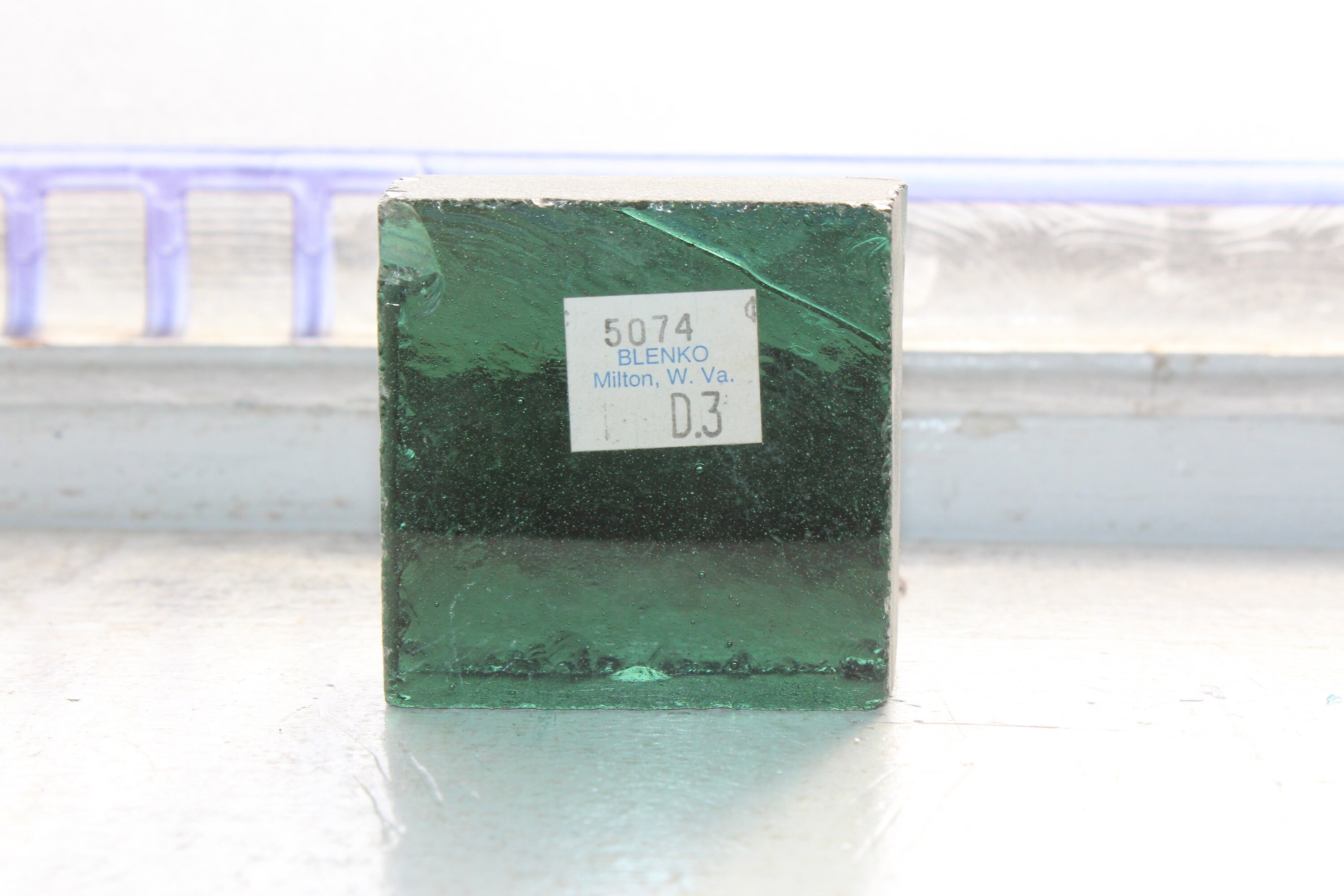 Vintage Blenko Glass Color Sample Block Paperweight Art Supply 5074 3