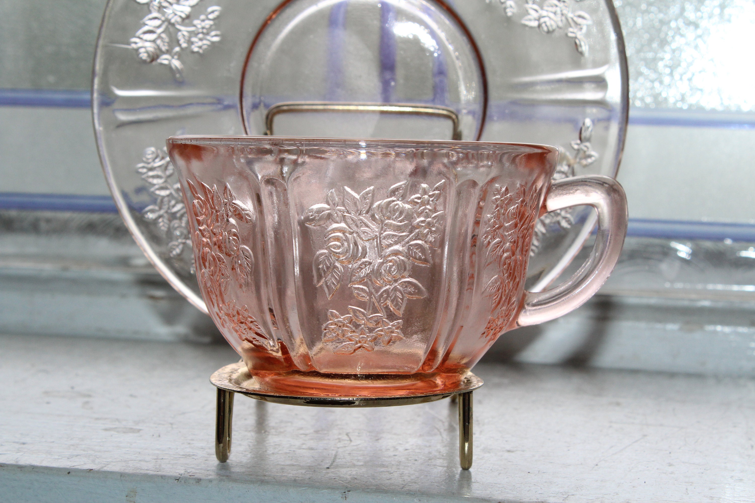 Pink Depression Glass Rose Pattern at Tomeka Bear blog