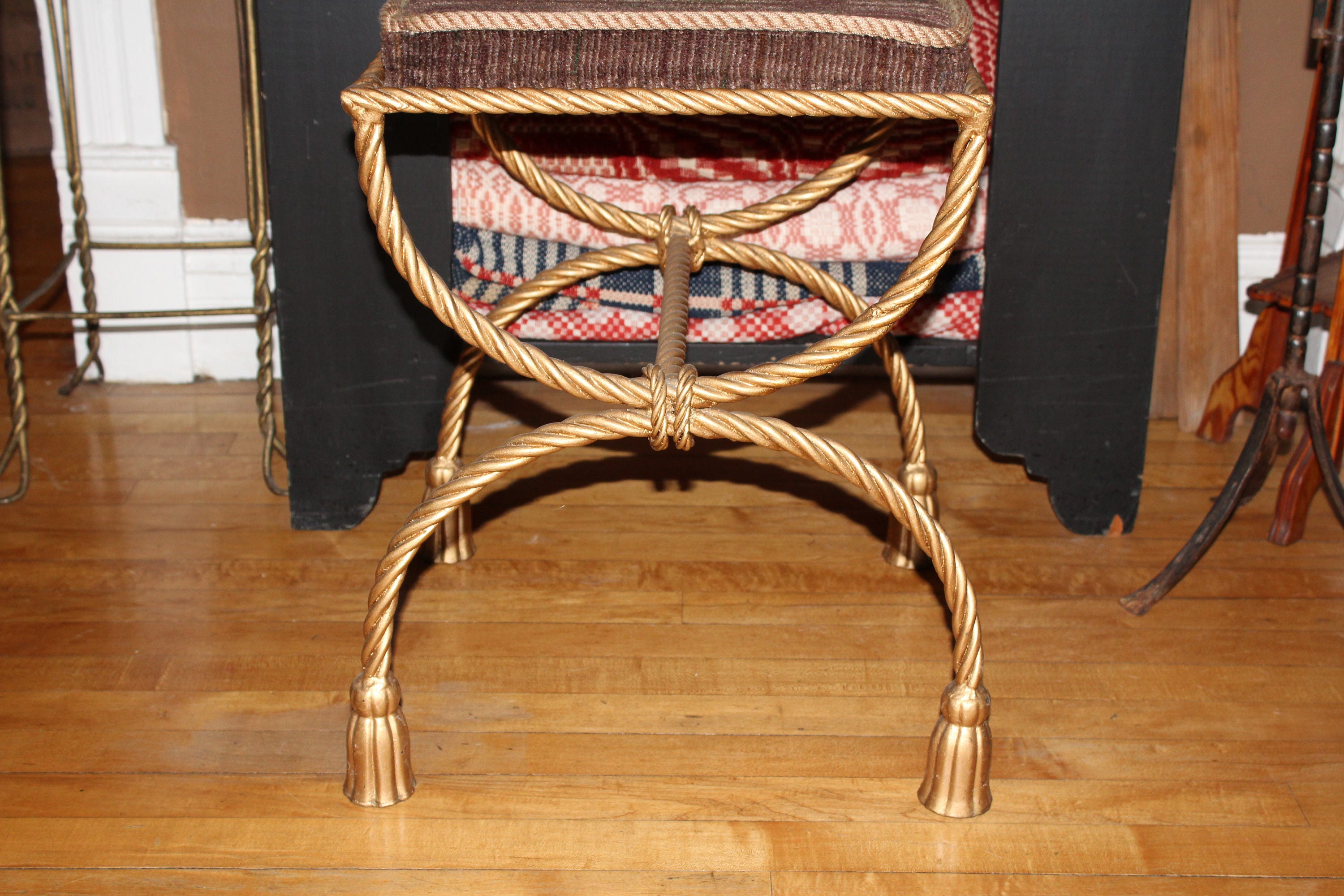 Reserved for Jadding031 Hollywood Regency Bench Vanity Stool Vintage