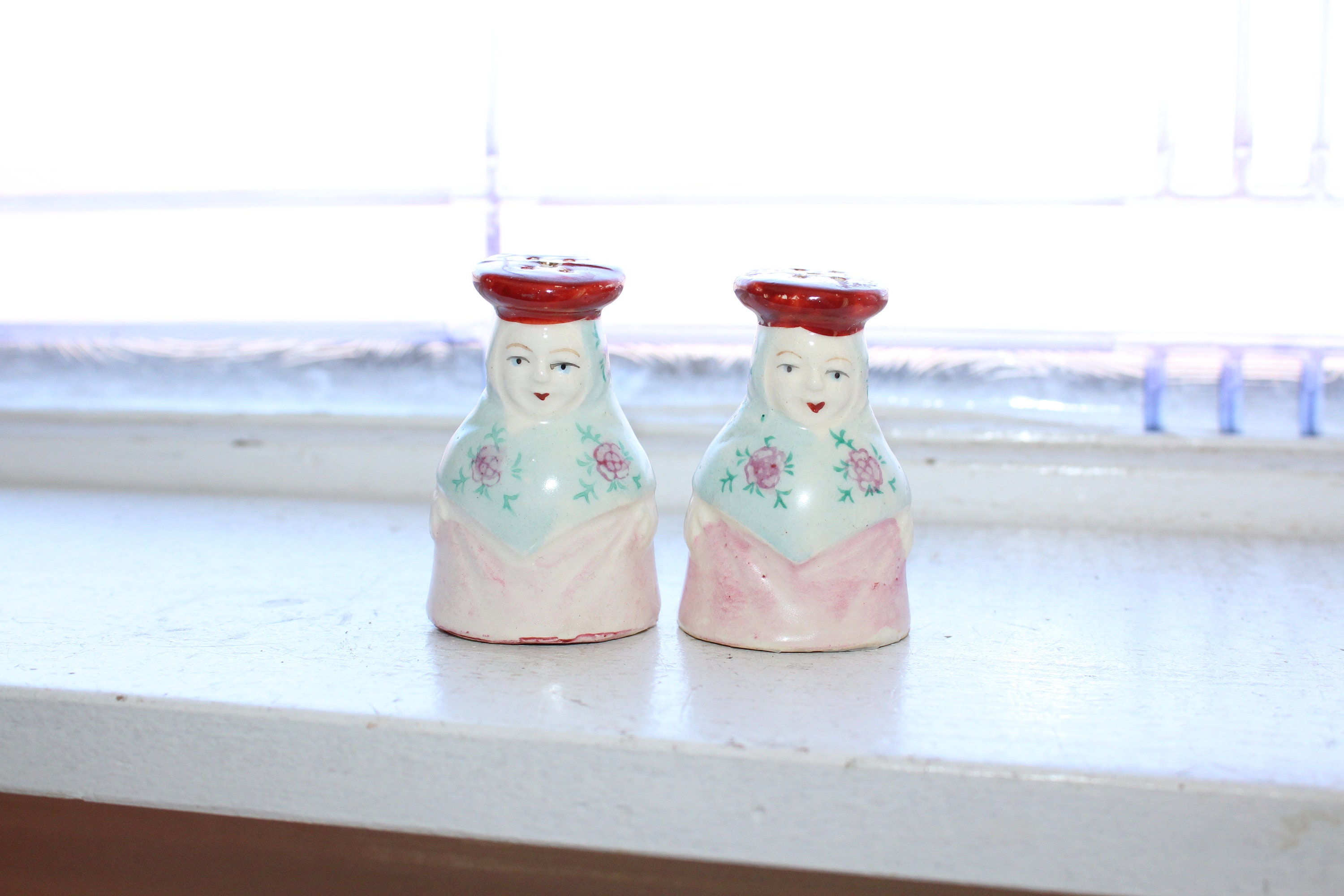 Vintage Occupied Japan Salt and Pepper Shakers European Women