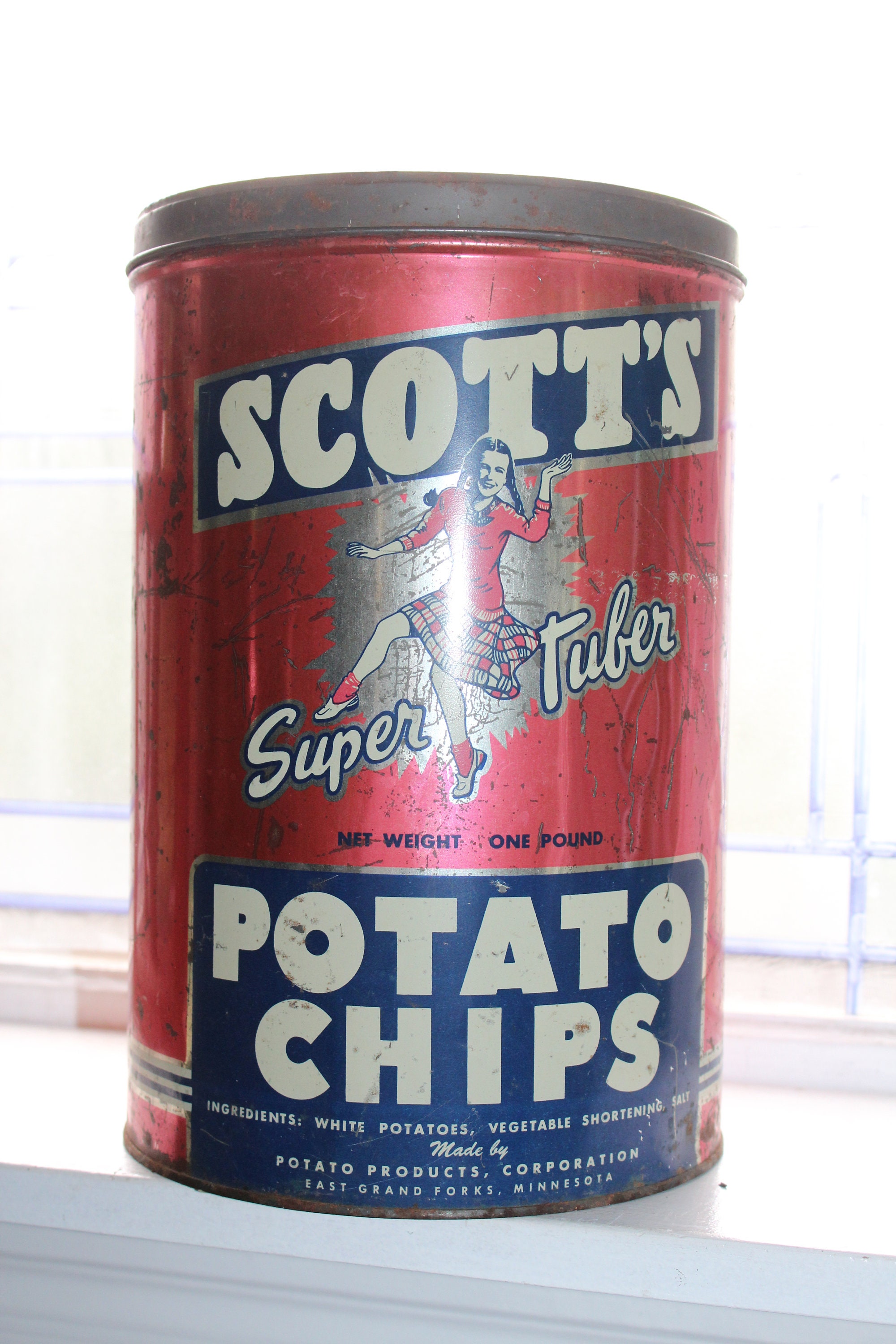 Vintage Scott's Potato Chips Tin 1950s