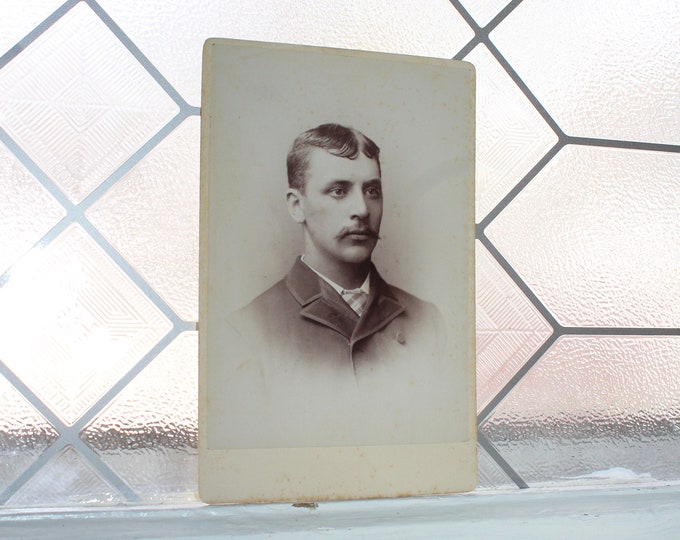 Antique Cabinet Card Photograph Handsome Victorian Man with Mustache