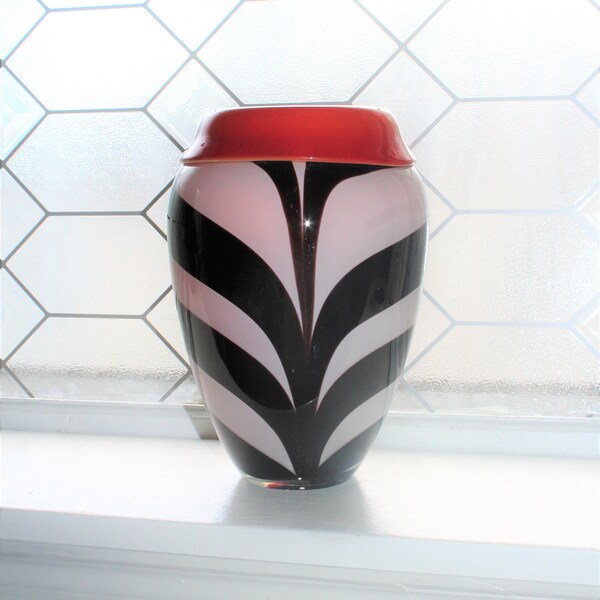 Heavy Red Glass Vase Etsy