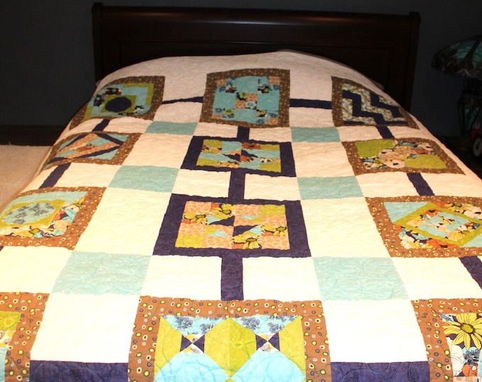 Vintage 1980s Handmade Quilt Artist Signed Mary