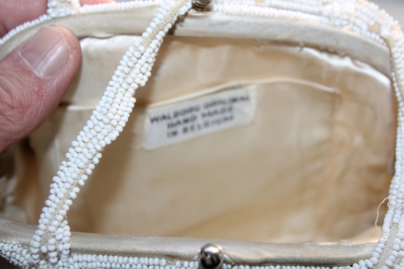 Vintage Walborg White Beaded Purse Handbag - image 4