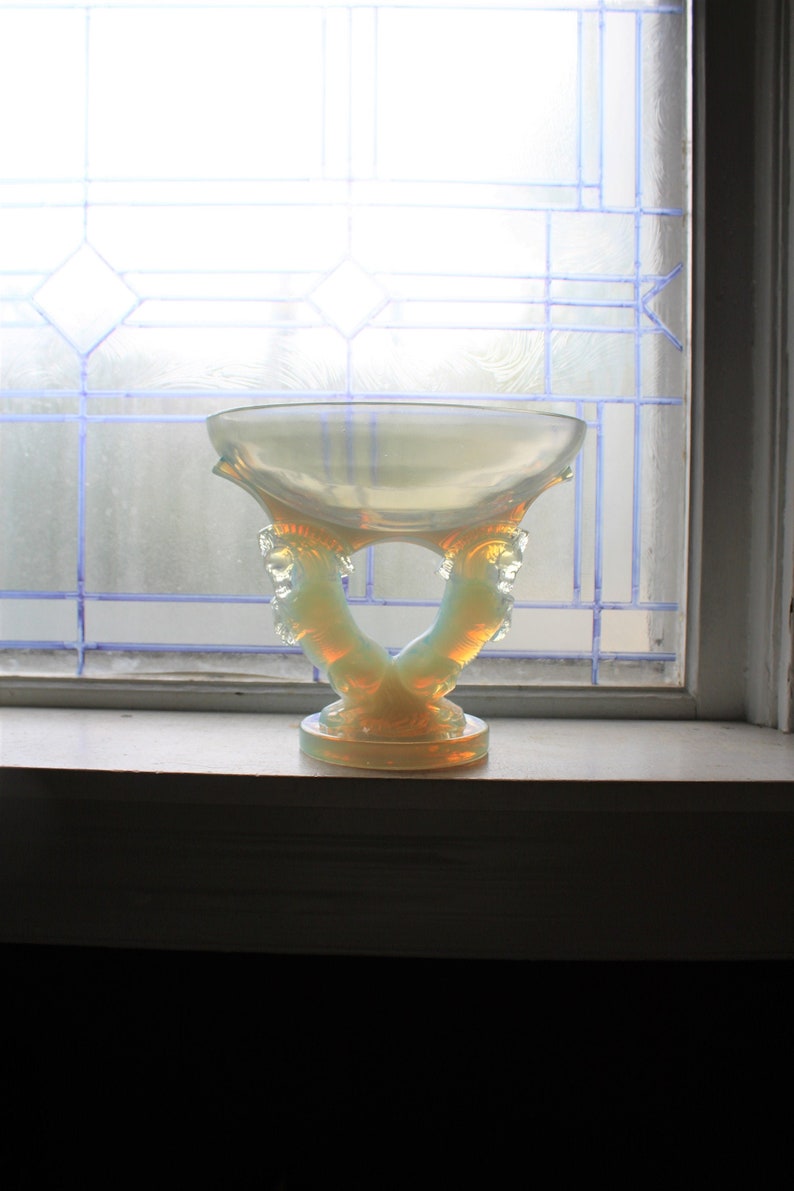 Rare Sabino Glass Opalescent Stallions Trophy Compote Bowl Etsy