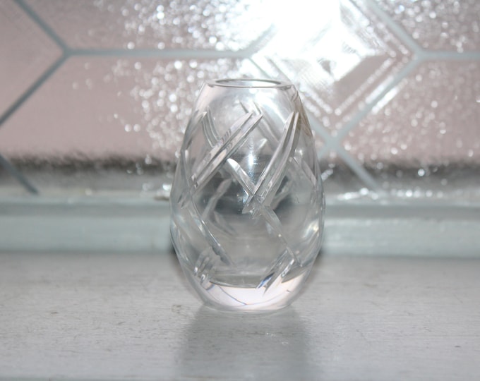 Vintage Skopje Yugoslavia Cut Lead Crystal Vase