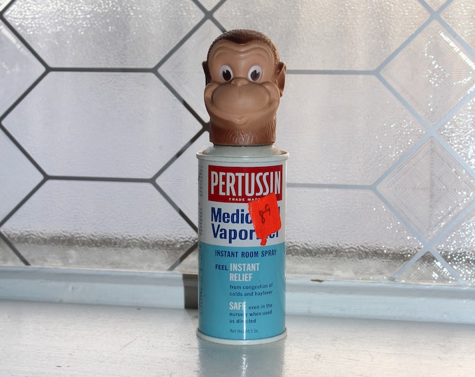 Vintage Pertussin Medicated Vaporizer Bottle with Monkey Puppet