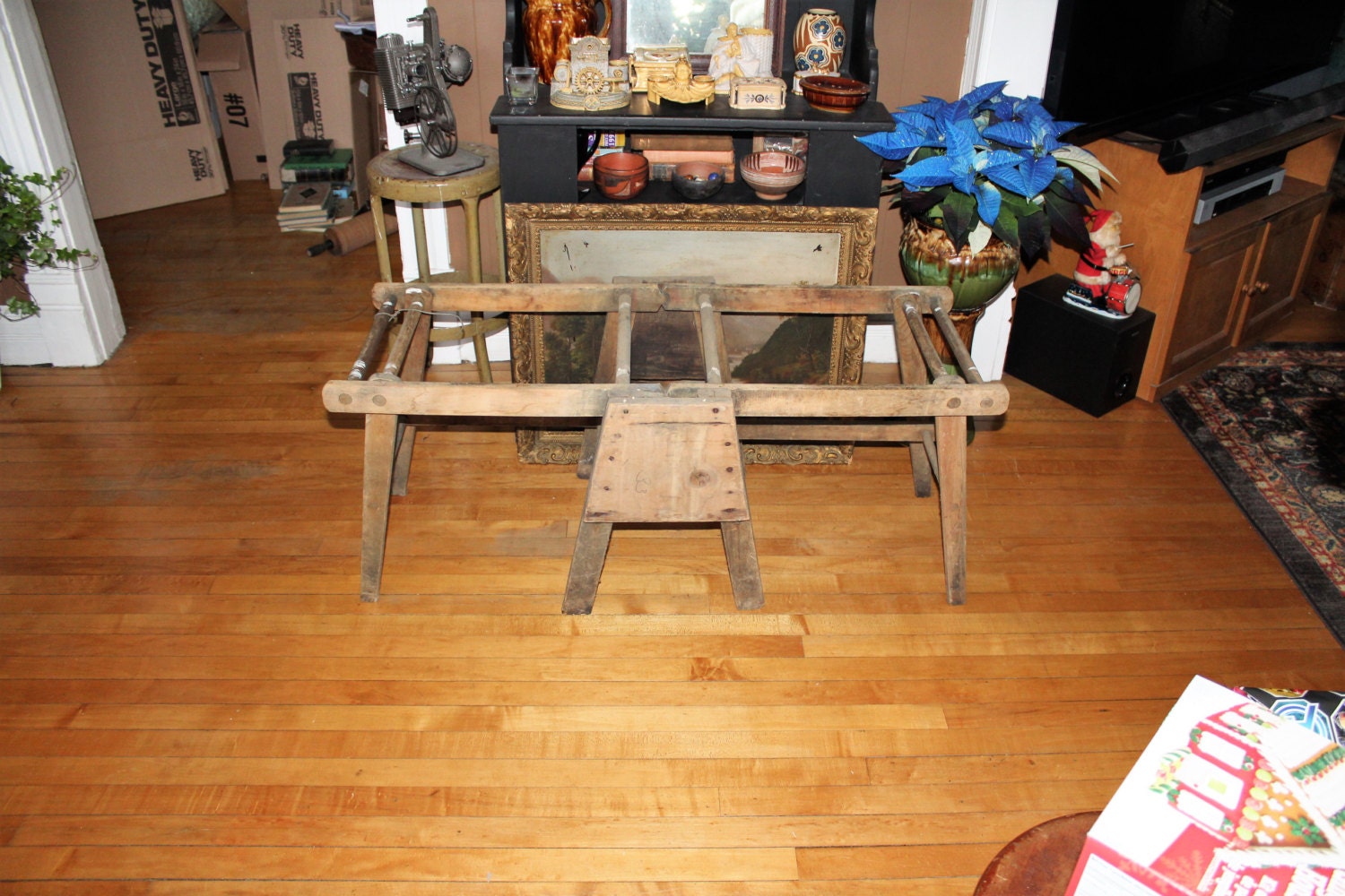 Vintage Wash Tub Stand Folding Wooden Stand Country Farmhouse Decor