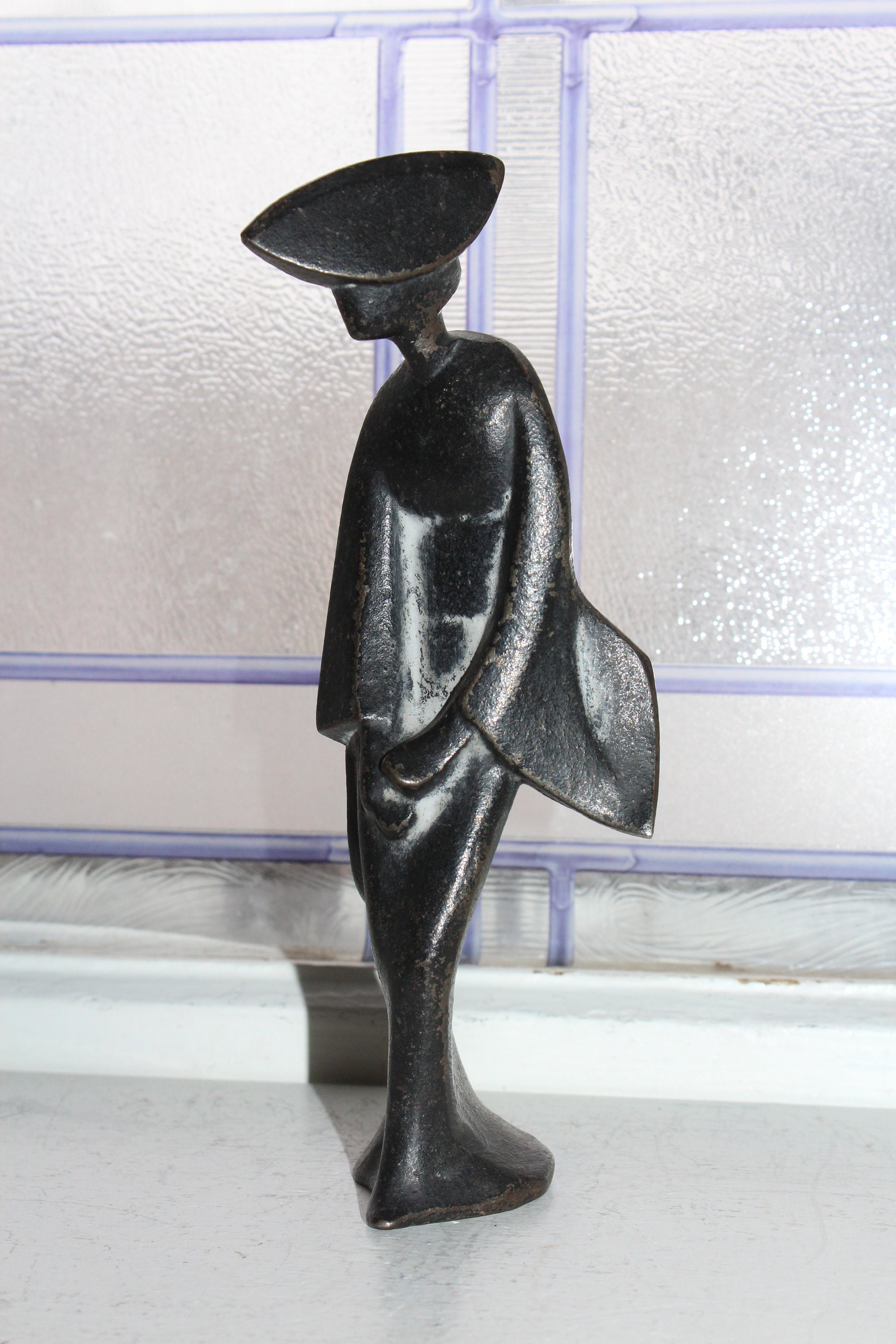 Vintage Mid Century Cast Iron Japanese Geisha Figurine