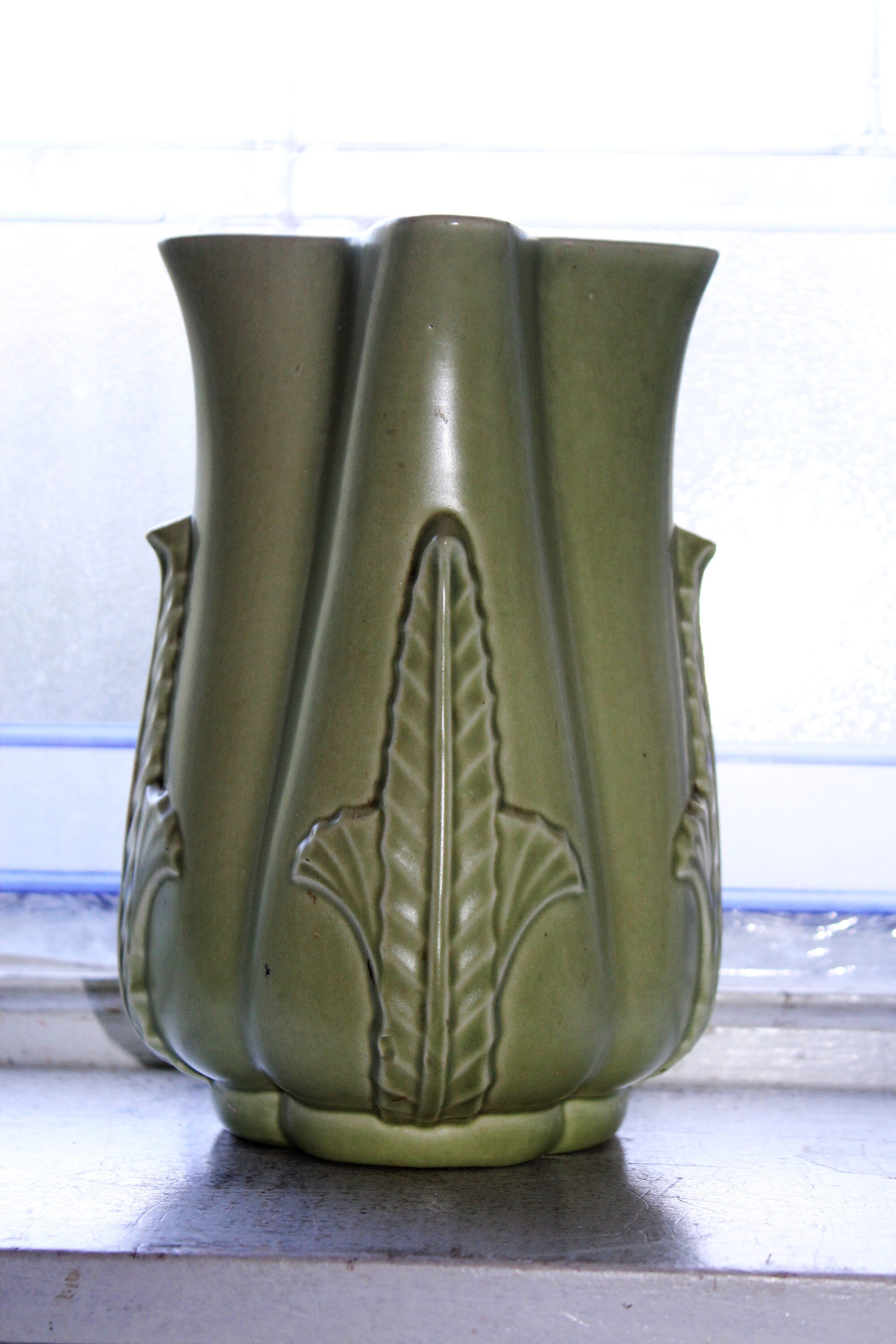 Mid Century Red Wing Pottery Vase 1950s Sage Green 1201