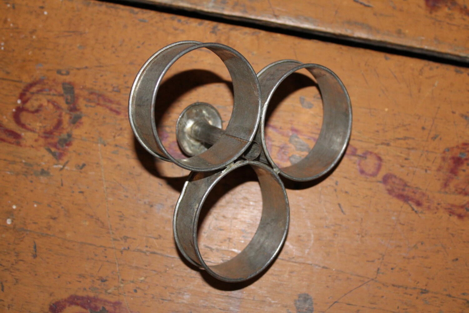 Antique Tin Biscuit Cutter Triple Cookie Cutter