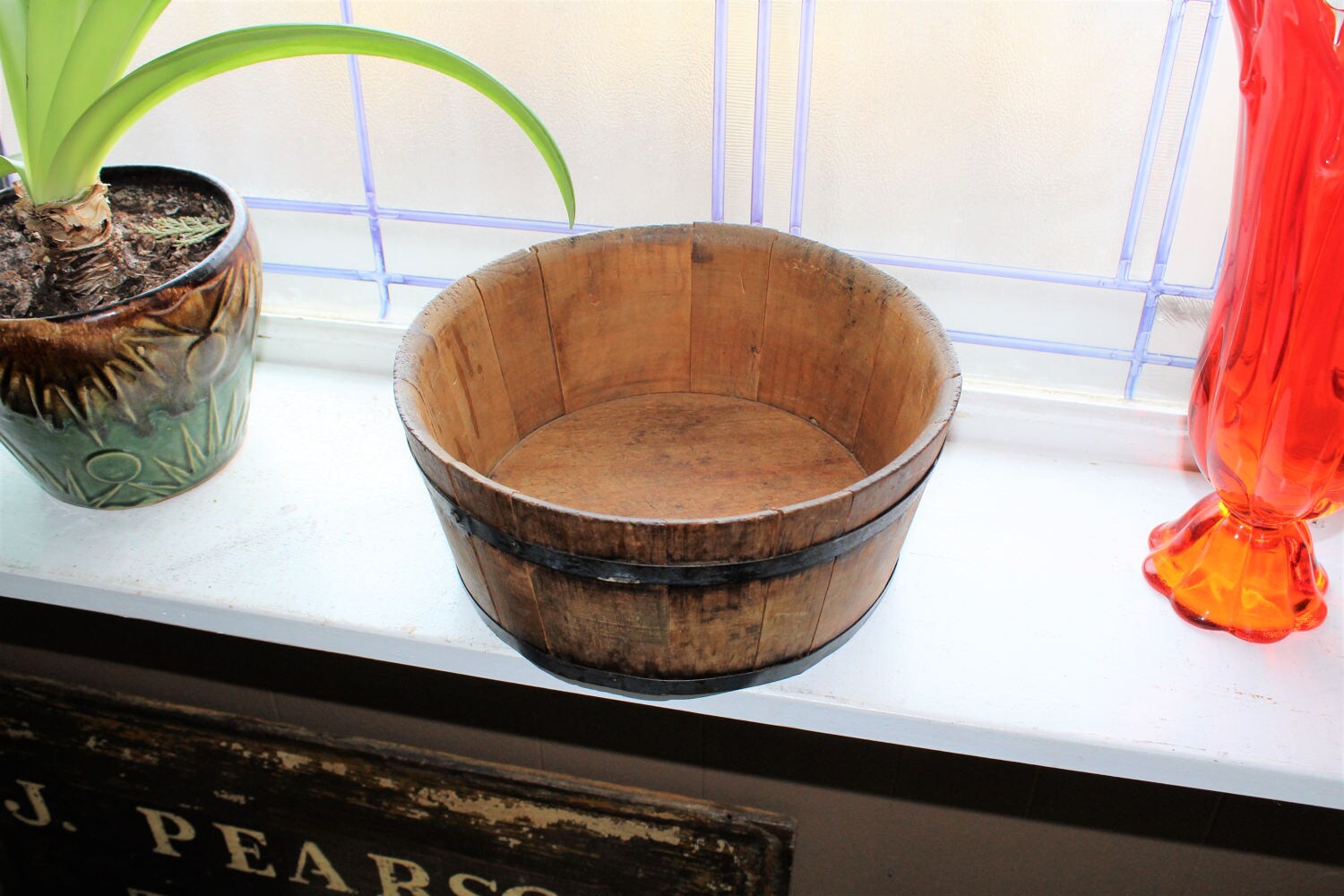 Antique Wooden Wash Tub Child's Toy Rustic Farmhouse Decor