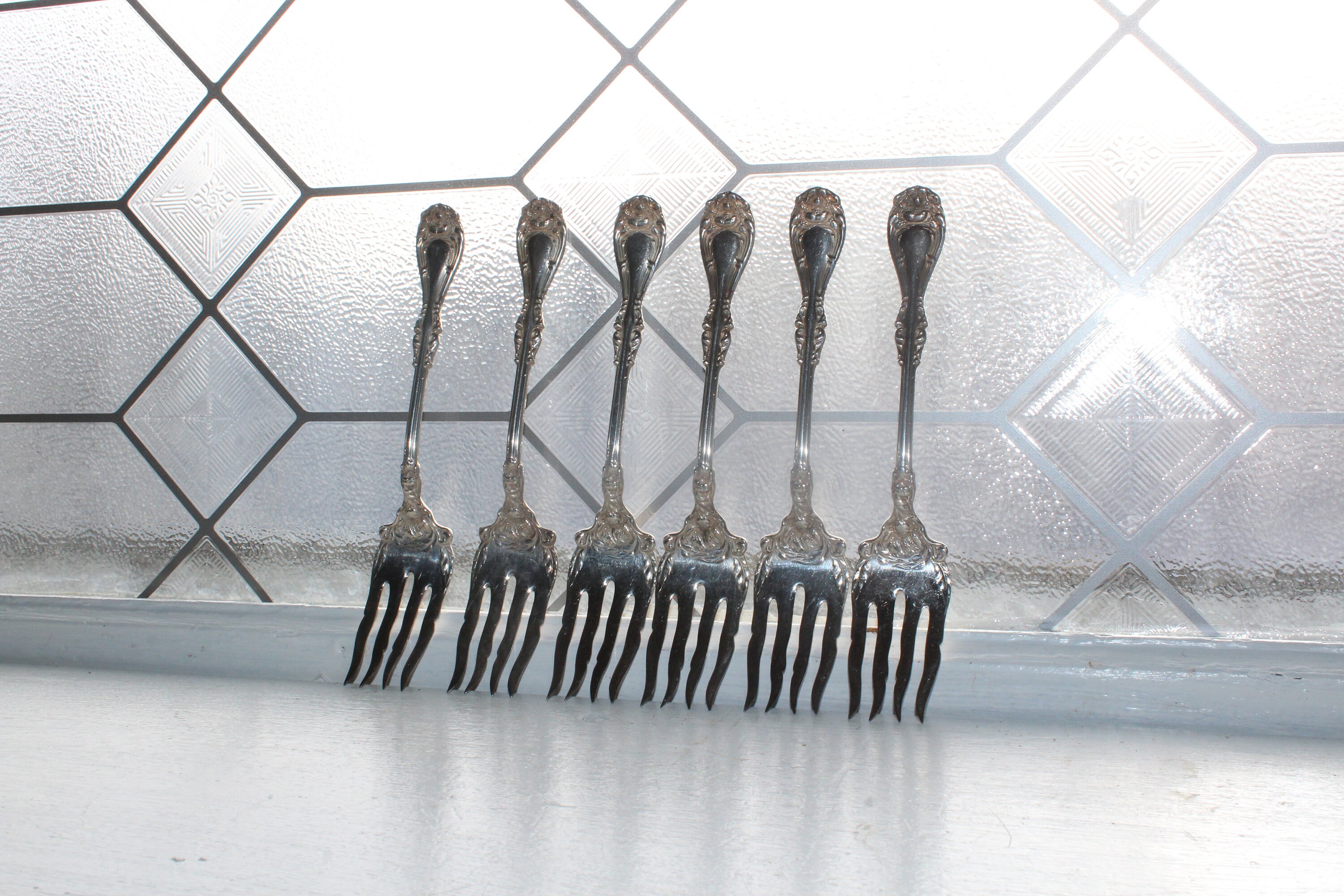 6 Antique Silverplate Salad Fish Forks Hanover Wm A Rogers SXR