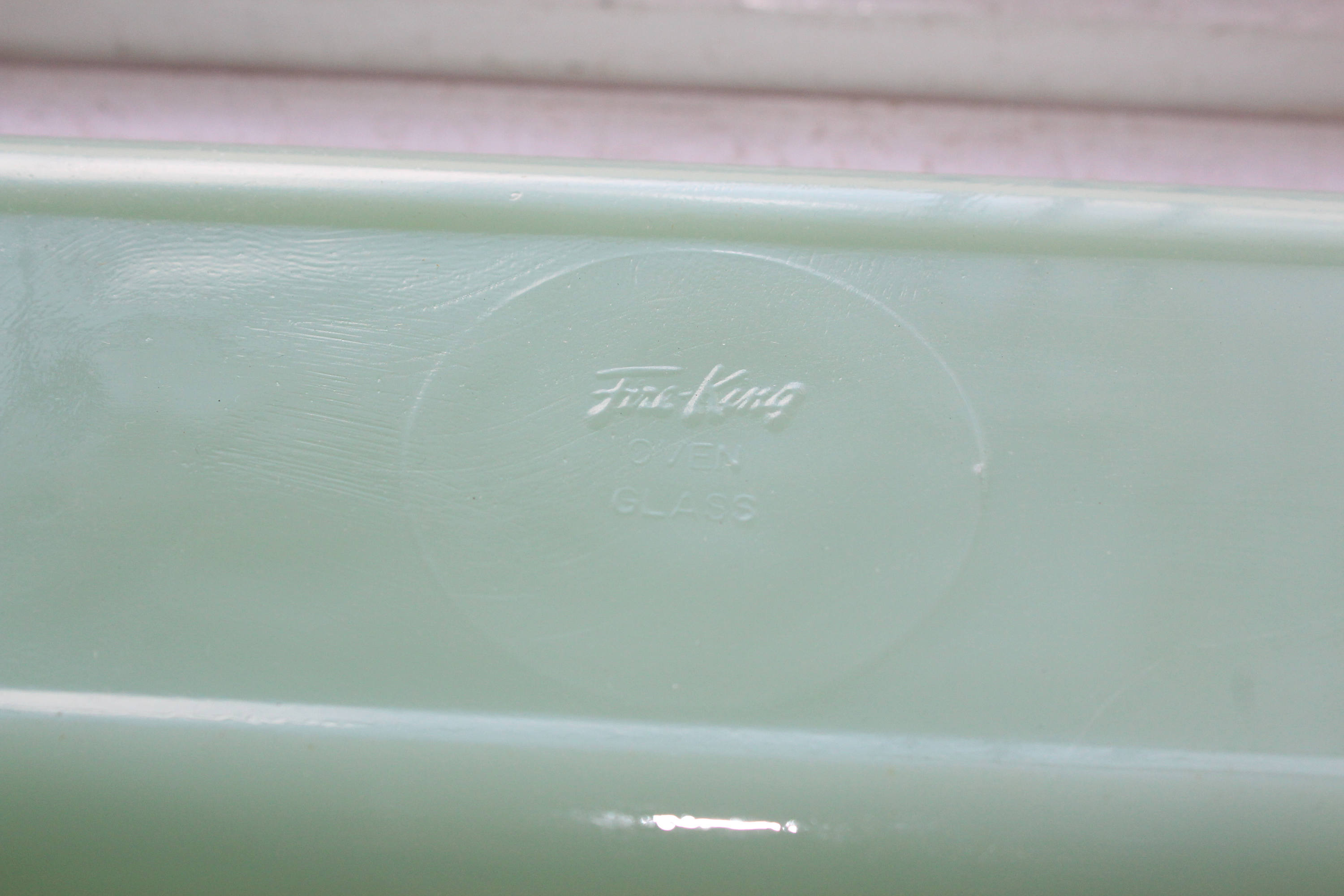 Jadite Loaf Pan Refrigerator Dish with Lid Philbe Fire King Glass