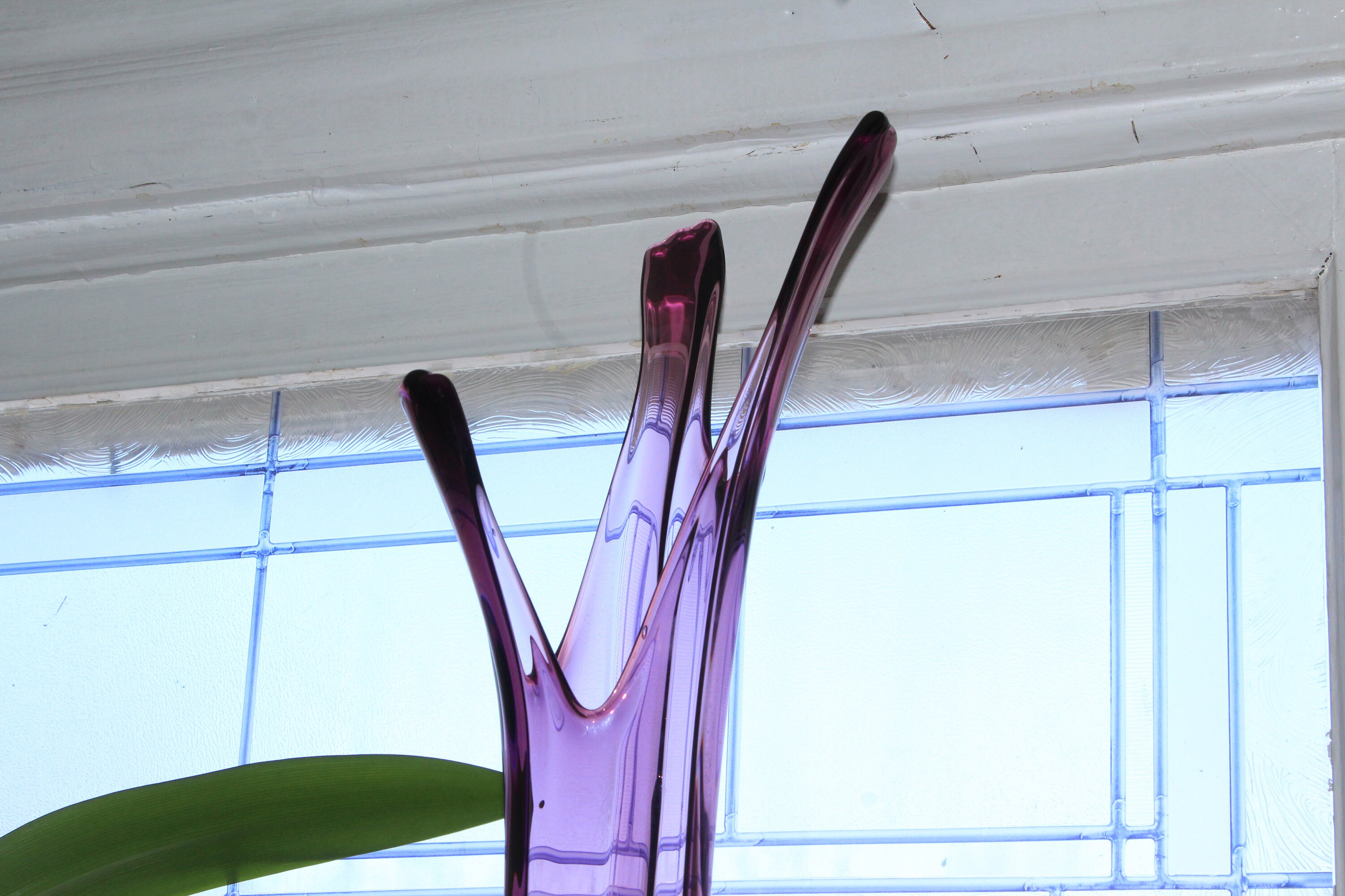 RESERVED Large Purple Swung Glass Vase 25.5 Vintage Mid Century Modern