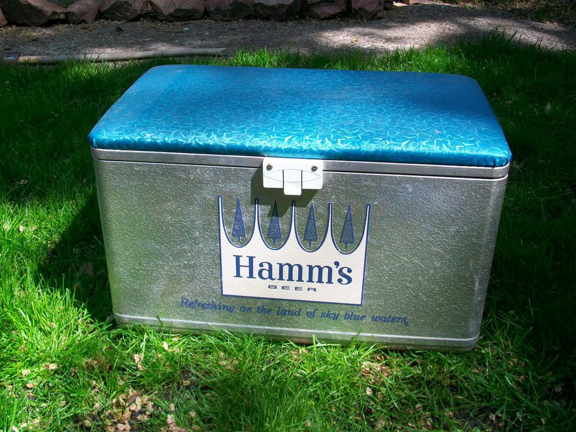 Vintage Hamms Beer Cooler w/ Padded Seat Lid Etsy