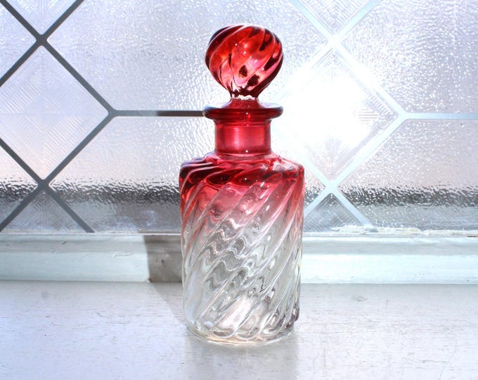 Antique Baccarat Crystal Rose Tiente French Swirl Bambous Dresser Bottle