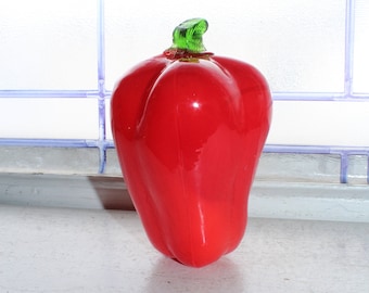 Vintage Murano Glass Large Red Pepper Vegetable Handblown