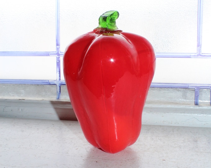 Vintage Murano Glass Large Red Pepper Vegetable Handblown