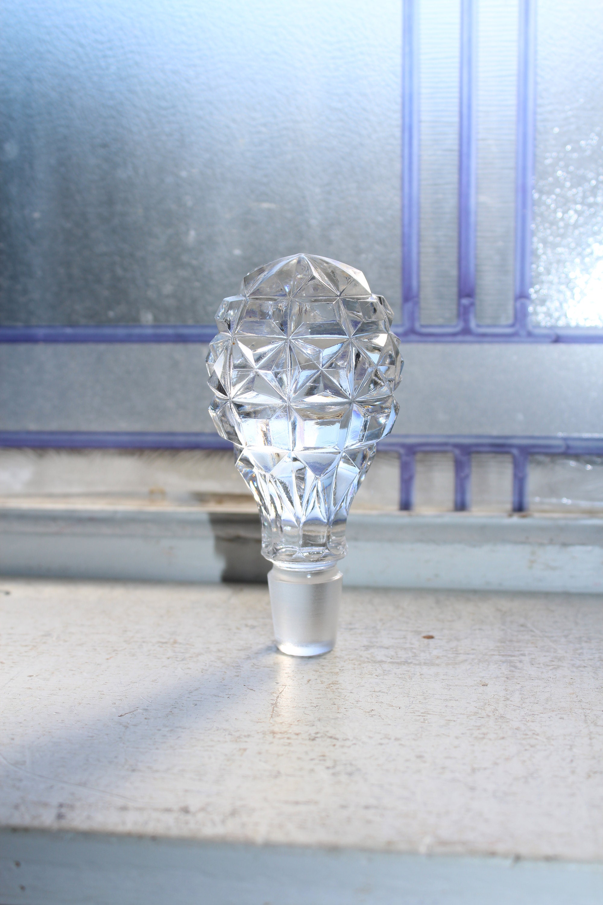 Large Vintage Glass Bottle Stopper