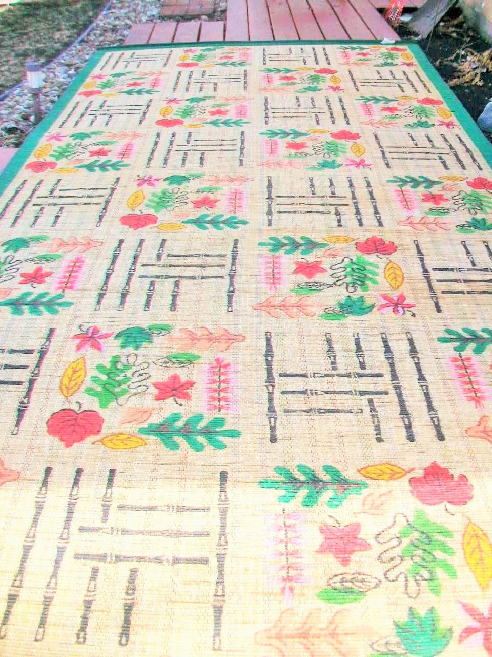 Vintage Asian Rice Straw Rug Mat Huge 6' x 12' 1950s