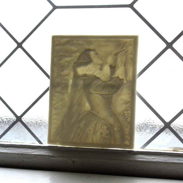 Antique Porcelain Lithophane Panel Plaque Mary Queen of Scots