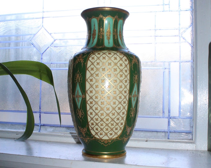 Large Antique Limoges Vase Lamp Base Marked BS in Star of David