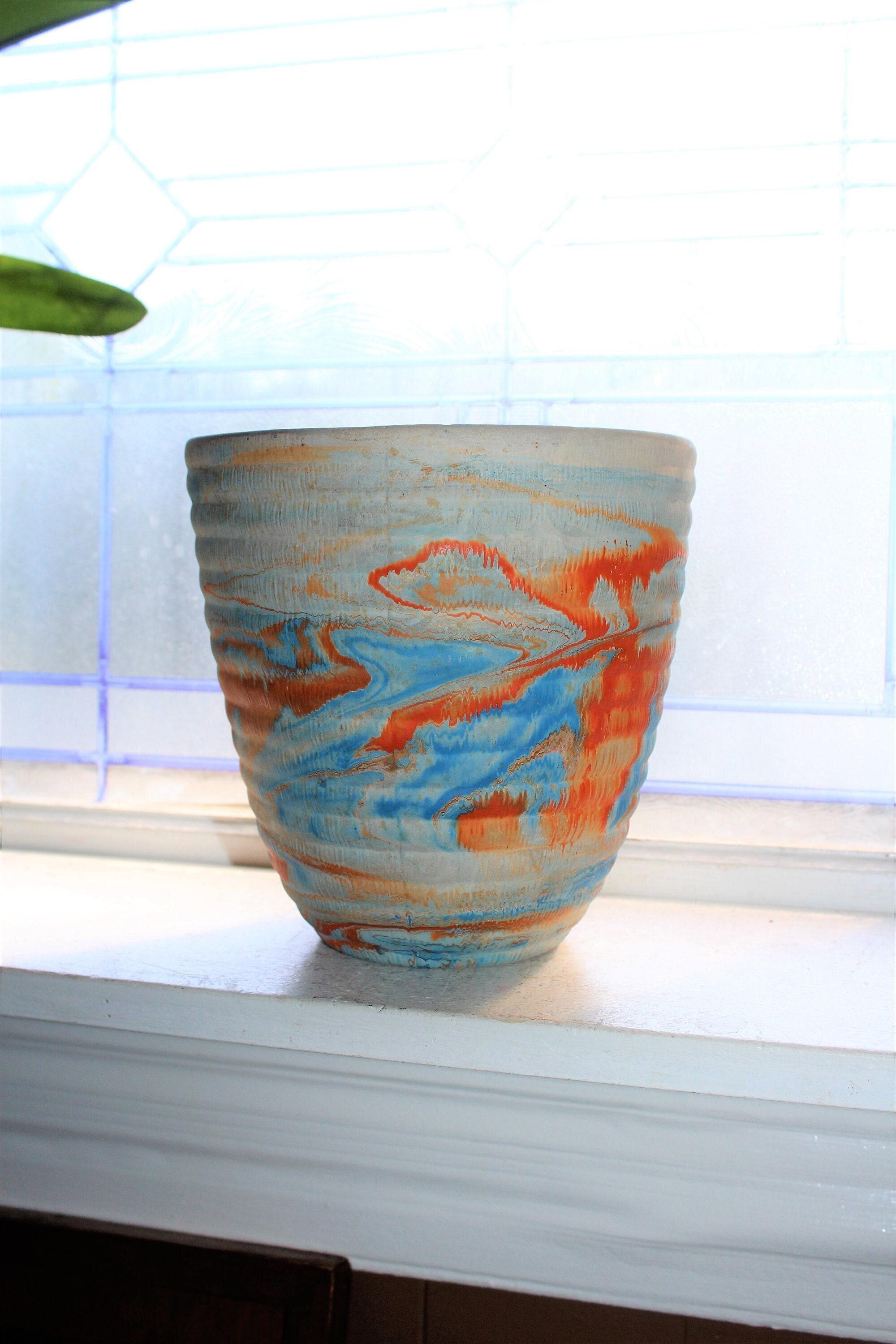 Large Nemadji Pottery Vase Planter Jardiniere Very Rare Shape