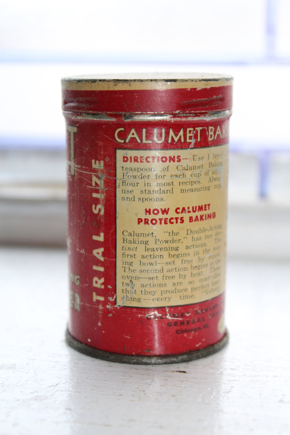 Antique Calumet Baking Powder Tin Sample Size