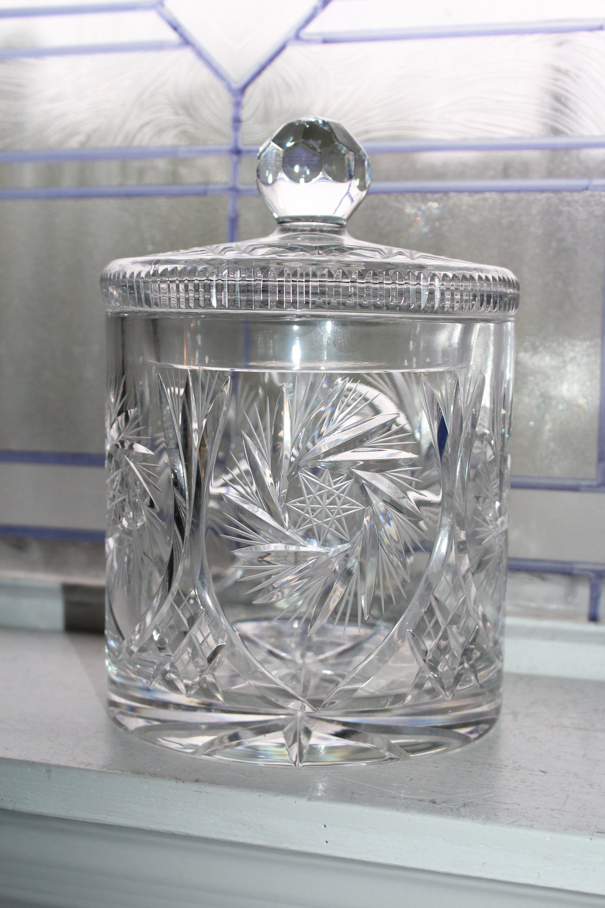 Beautiful Vintage Cut Crystal Ice Bucket with Lid