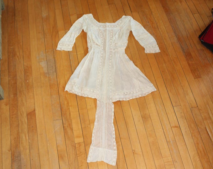 Antique 19th Century Victorian Child's Gown White Lace