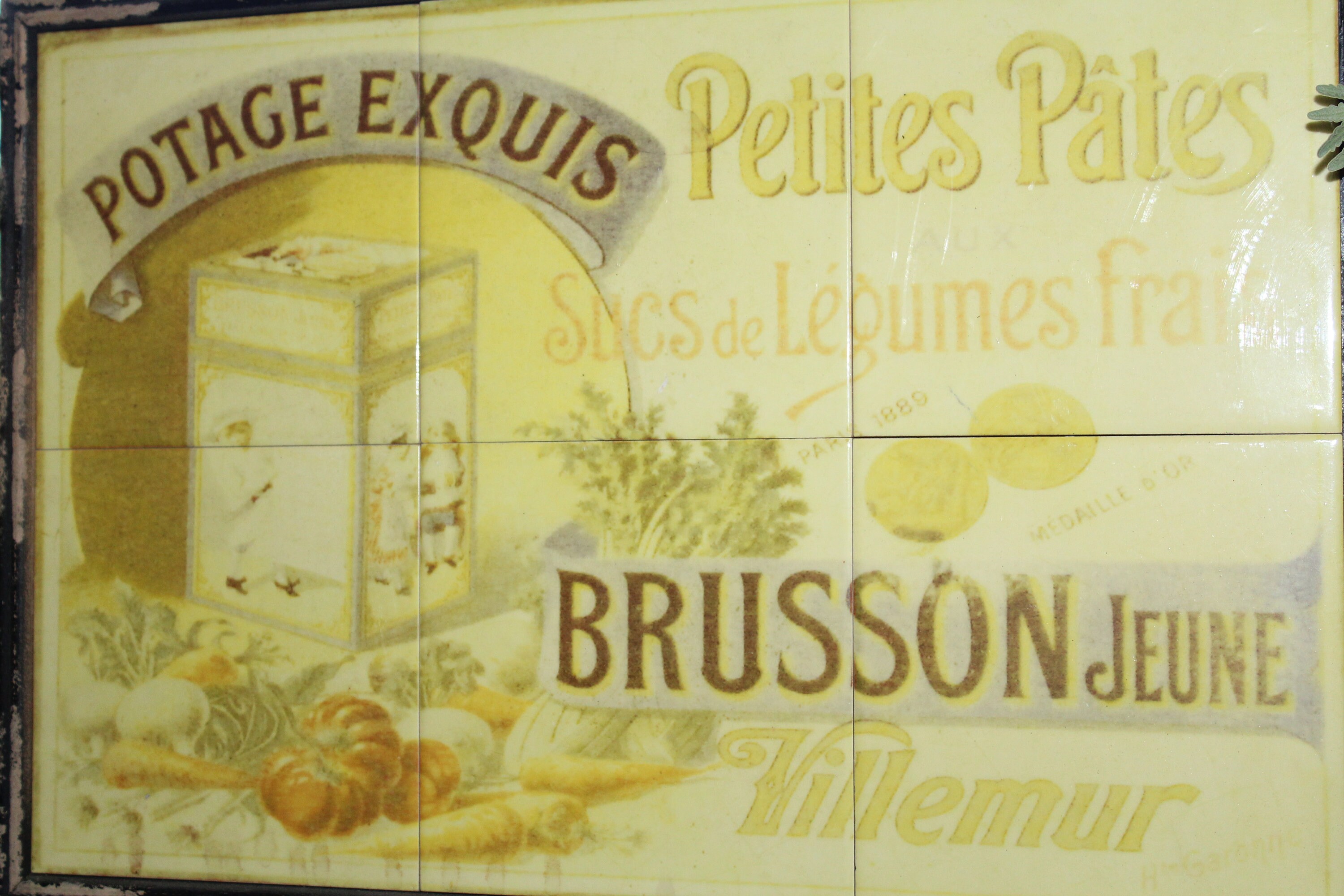 Vintage French Tiles Wall Hanging Country Cottage Kitchen Decor