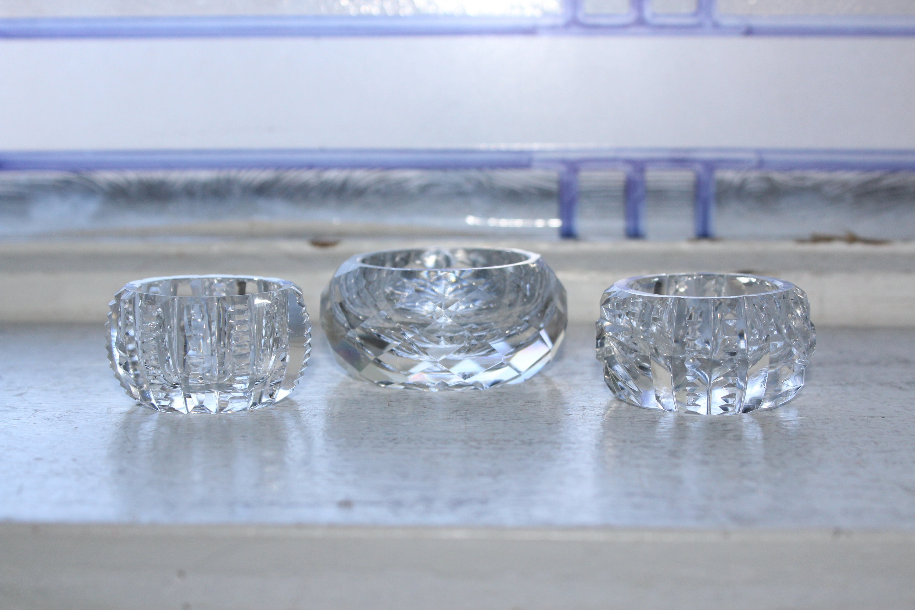 3 Vintage Crystal Glass Salt Dips