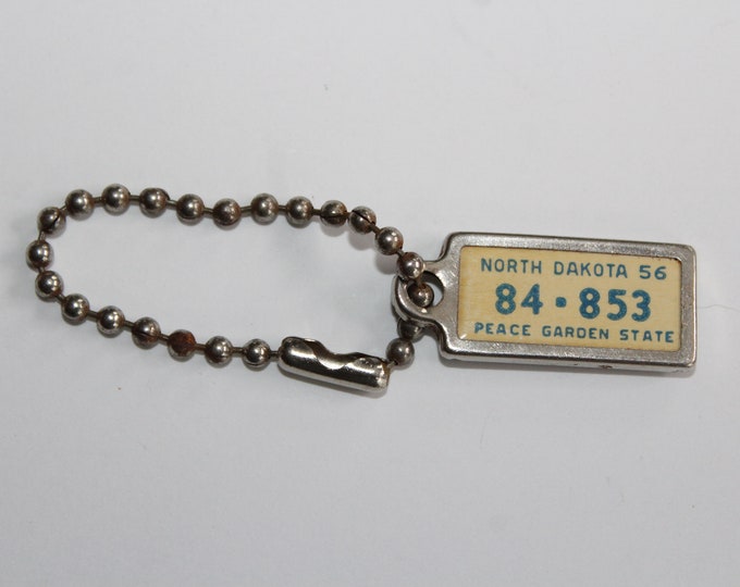 Vintage Miniature License Plates Keychain Disabled American Veterans North Dakota