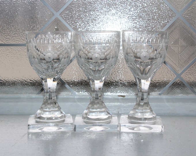 3 Rare Kosta Boda Glass Flach Pattern Liqueur or Shot Glasses