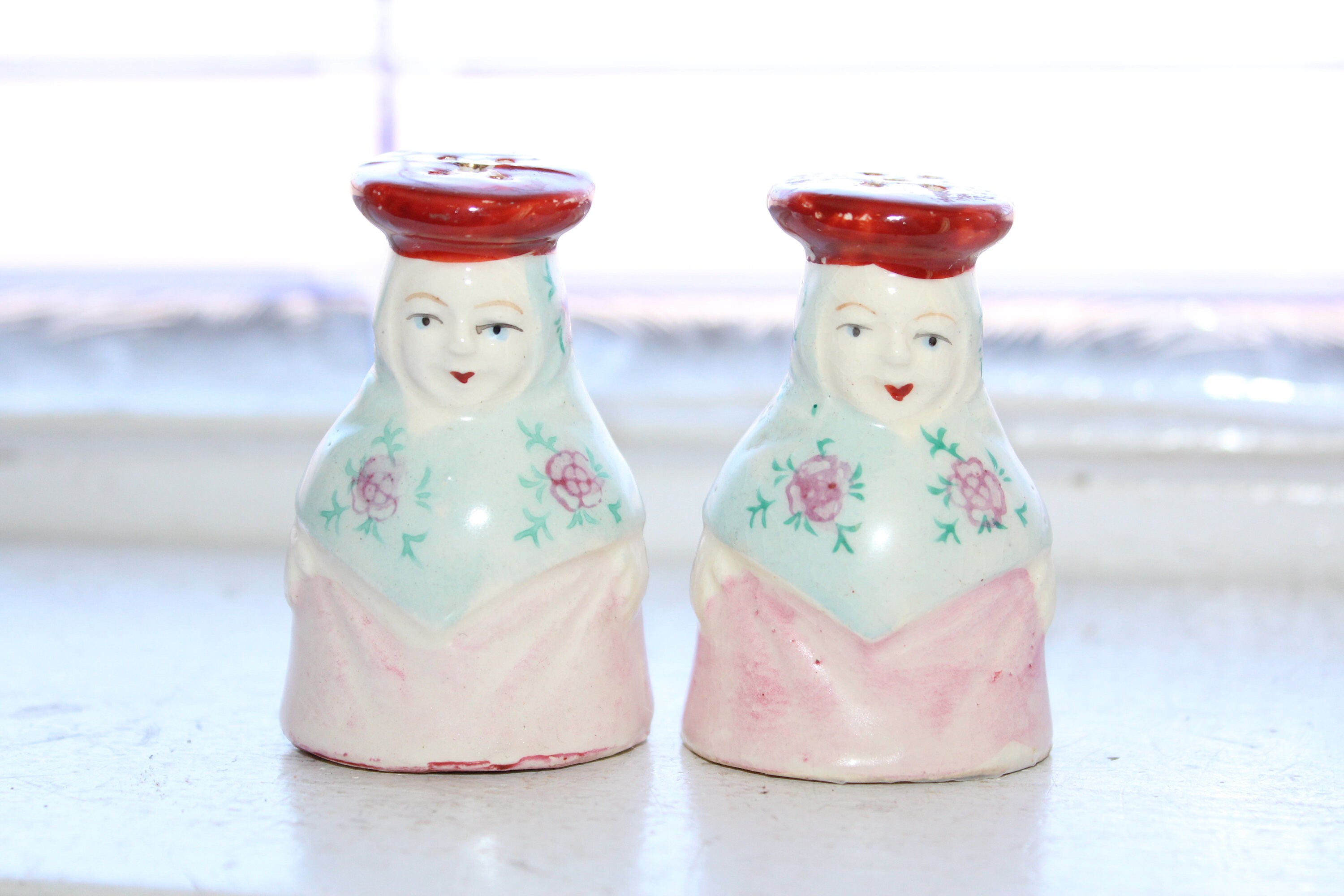 Vintage Occupied Japan Salt and Pepper Shakers European Women