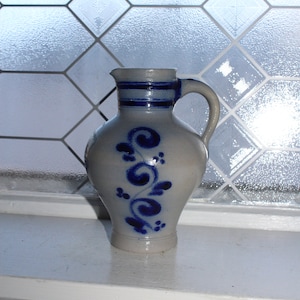 Vintage Salt Glazed Stoneware Pitcher Hotel Schwan Winningen Germany
