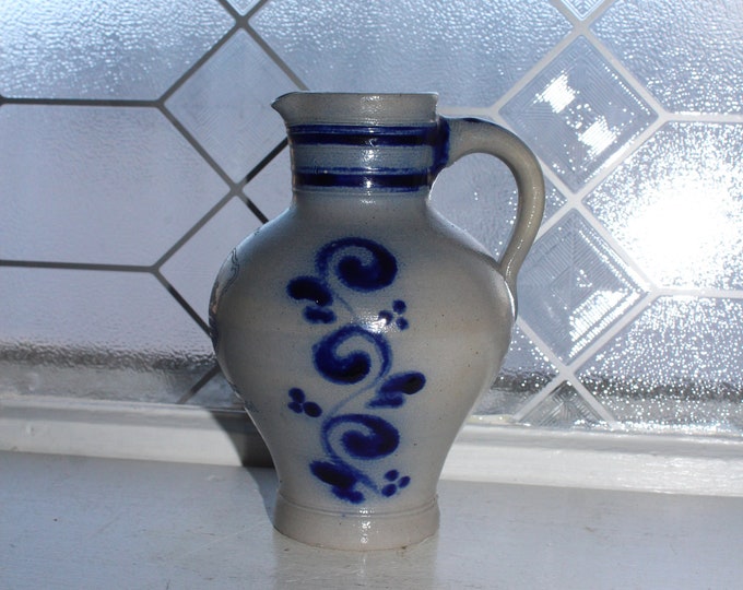 Vintage Salt Glazed Stoneware Pitcher Hotel Schwan Winningen Germany