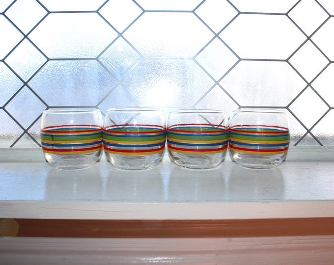 4 Vintage Libbey for Royal Norfolk Fiesta Mambo Roly Poly Glasses