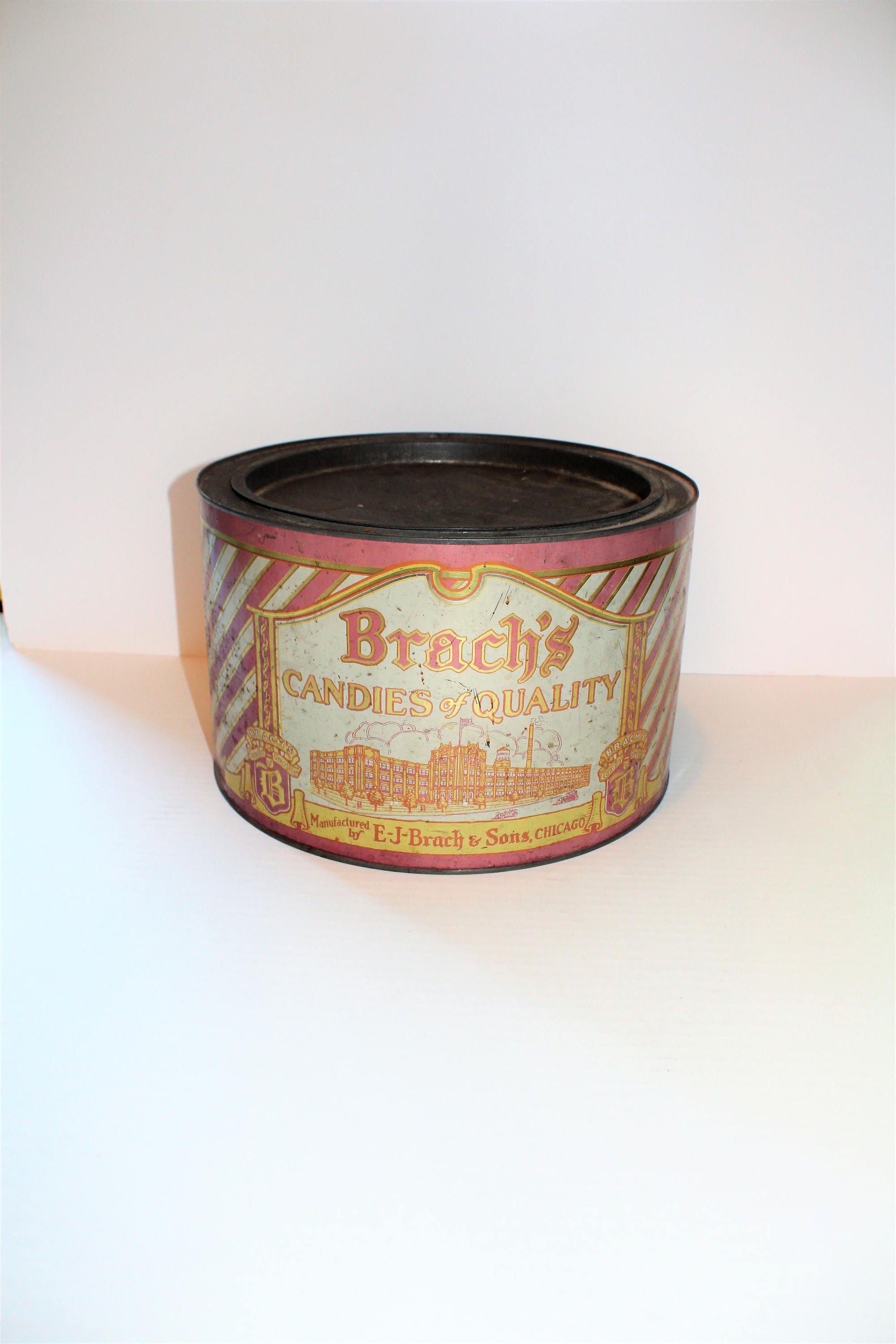 Brach's Candy Tin Large Vintage 1920s 12 Inch x 7.5 Inch