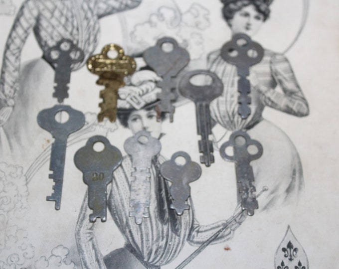10 Antique Flat Keys