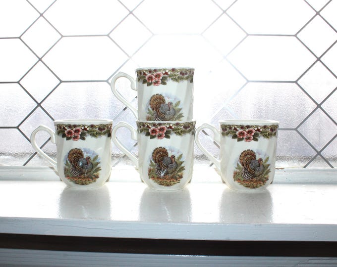 4 Queen's Myott Thanksgiving Turkey Mugs Archive Illustrations