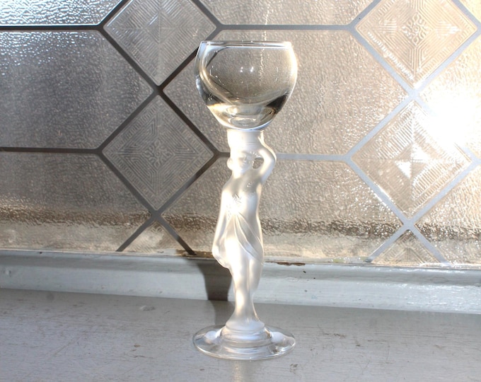 Art Deco Cordial Glass Bayel Bacchante Frosted Woman Stem