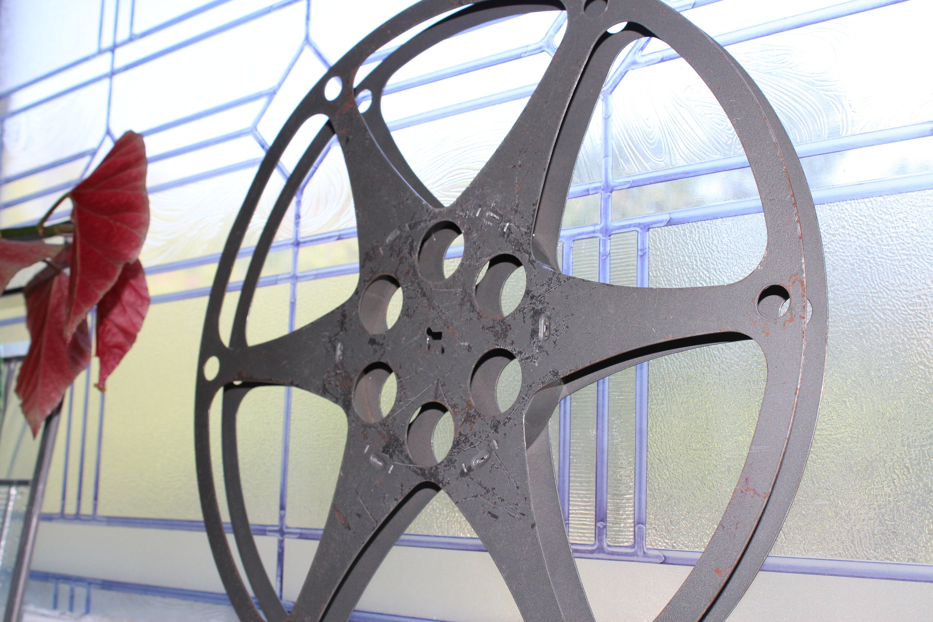 Large Vintage Film Reel Metal Movie Reel 1950s 13.75 Inch